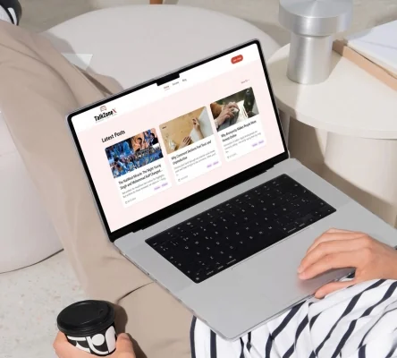 TalkZoneX website on a laptop