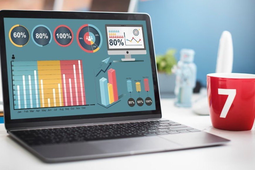 Website performance analytics dashboard showing traffic, user behavior, conversions, and engagement insights for growth